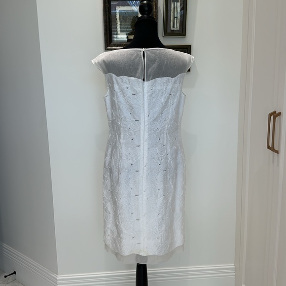 Rena Lange white dress, cotton lace and organza, size 10 - Picture 3 of 9